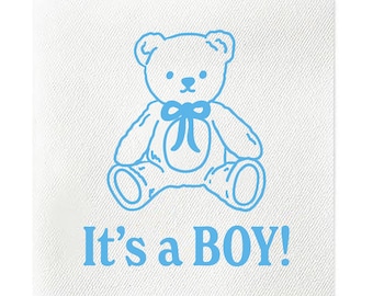 It's A Boy Cocktail Napkins, Bear Baby Shower, Gender Reveal Napkins, Baby Shower Napkins, Sip & See Napkins, Baby Napkin, Blue, Set of 20