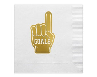 Goals Cocktail Napkins, Foam Finger, Game Day Napkins, Tailgate Napkins, Tailgate decor, Football Napkins, SEC Football, Gold Foil, 19/set