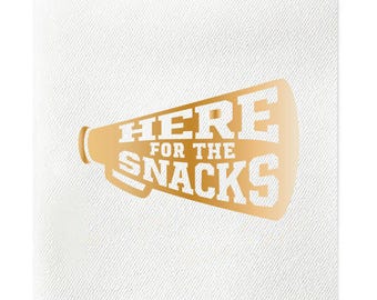 Here For The Snacks, Football, Cocktail Napkin, Gold Foil, Set of 20