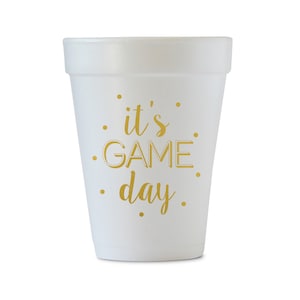 It&#39;s Game Day Styrofoam Cups, Tailgate Styrofoam, Foam Party Cups, Gameday Cups, Tailgate Cups, SEC Cups, Football Cups, Gold, set of 12