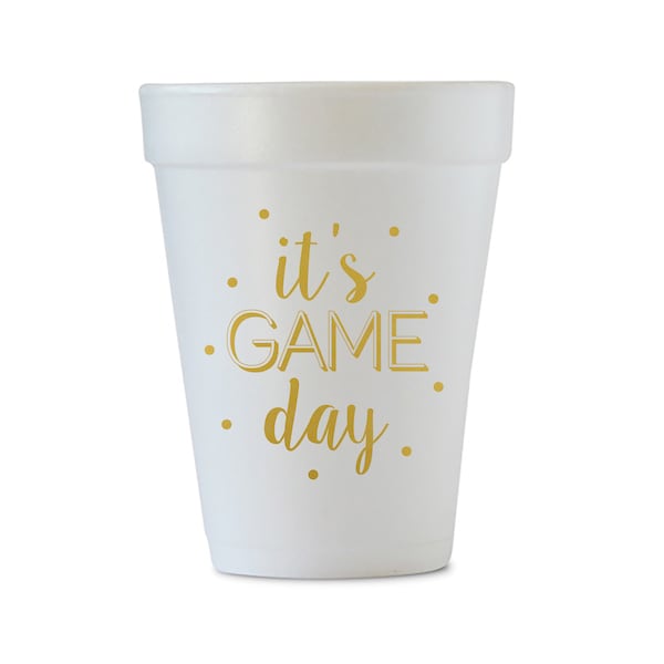 It's Game Day Styrofoam Cups, Tailgate Styrofoam, Foam Party Cups, Gameday Cups, Tailgate Cups, SEC Cups, Football Cups, Gold, set of 12