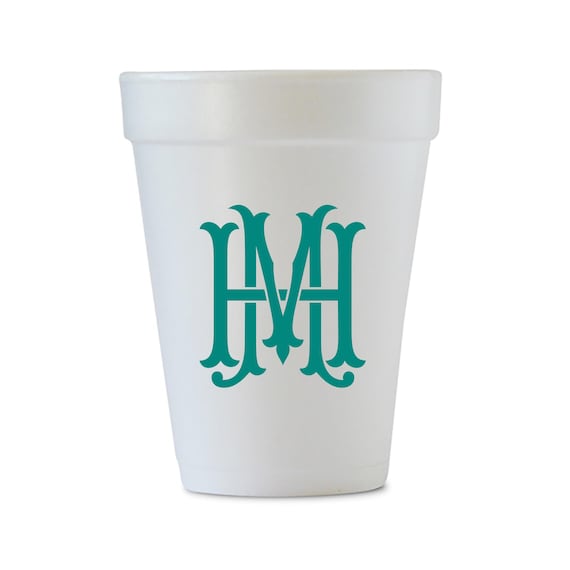 Monogram Styrofoam Party Cups, Personalized Party Supplies, Personalized Styrofoam Cups, Wedding Cups, Monogram Cups, Custom Monogram Cups