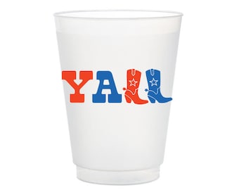 Y'all Boots Frost Flex Cups, USA Shatterproof Cup, American Party, USA Party Decor, All American, American theme, American Cowboy, Set of 10