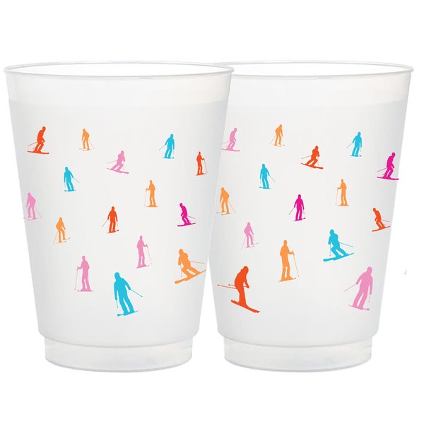 Ski Frost Flex Cups, Ski Trip Frost Flex Cups, Wrap, Shatterproof Party Cups, Mountain Trip, Full Color Frost Flex, Mountain House Cups, 10