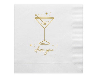 Olive You Paper Cocktail Napkins, Party Supplies, Girls Night Napkins, Cute Napkins, Valentine's Napkins, Galentines party, set of 20