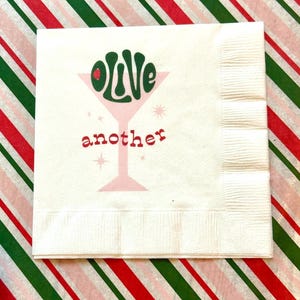 Olive Another Cocktail Napkins, Martini Napkins, Cute Napkins, Holiday Napkins, Cocktail Napkins, Cocktail Party Napkins, colorful,Set of 20
