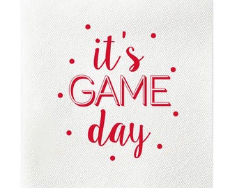 It's Game Day Cocktail Napkins, Tailgate Napkins, Gameday decor, Football Napkins, SEC Football, UGA, Ole Miss, SMU, Red, Set of 20