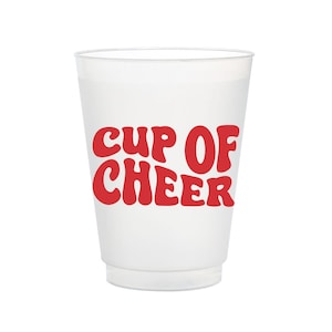 Cup of Cheer, Frost Flex Holiday Cups, Shatterproof Christmas Party Cups, Christmas decor, Holiday Party cups, Festive cups, Red, Set of 10