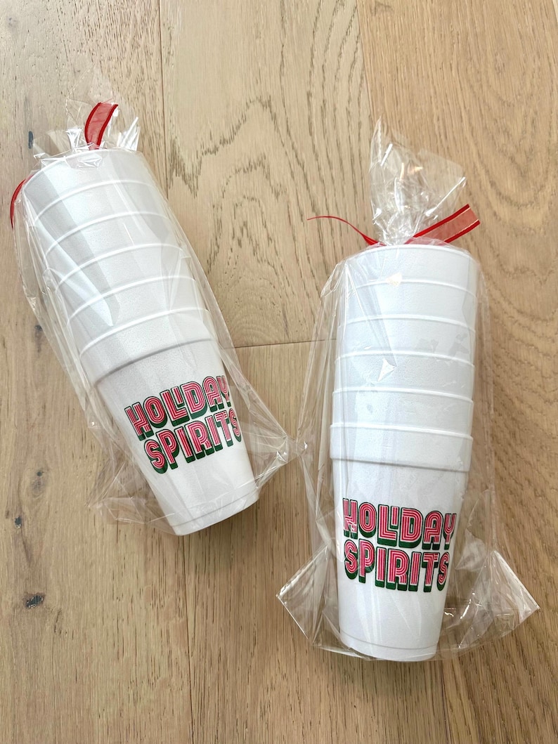 holiday spirits styrofoam cups