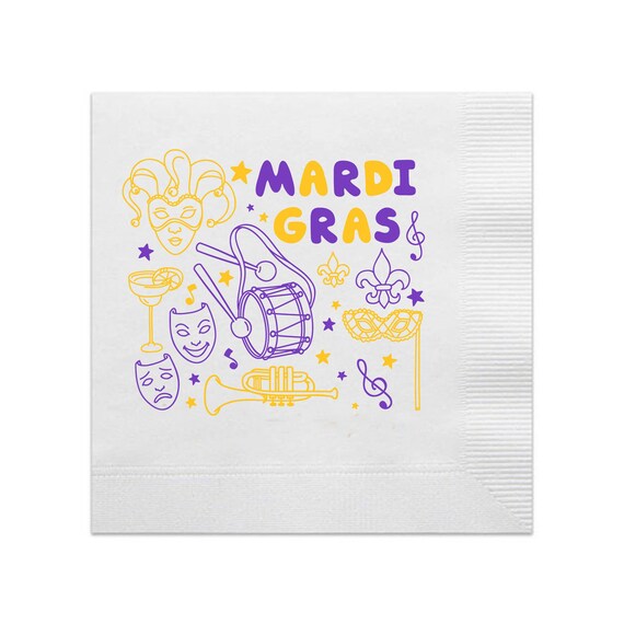 Mardi Gras 3ply Cocktail Napkins, Mardi Gras Napkins, Mardi Party, Mardi Gras Party Decor, Mardi Gras Napkins, Mardi Gras Table Decor, 20