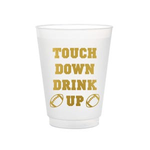 Touch Down Drink Up Frost Flex Cups, Gameday Shatterproof Cups, Football Frost Flex, SEC Football Cups, Reusable, Tailgate, 10/Set, Gold