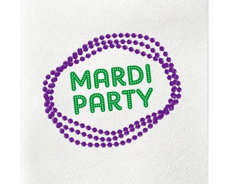 Mardi Party, Mardi Gras Cocktail Napkins, Paper, Purple and Green, Set of 20
