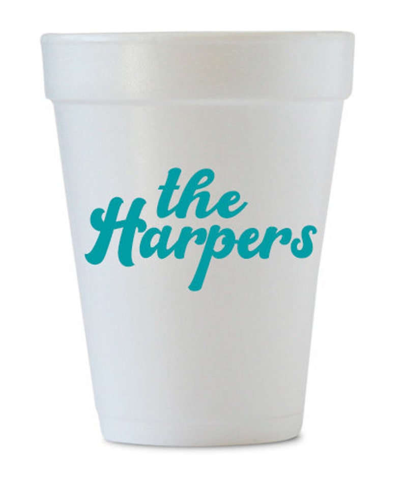 Custom Last Name Styrofoam Party Cups Personalized Etsy