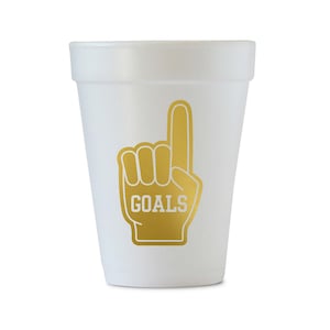 Goals Styrofoam Cups, Tailgate Foam Party Cups, Gameday Cups, Tailgate Cups, foam finger Cups, Football Cups, tailgate party, gold, 12/set