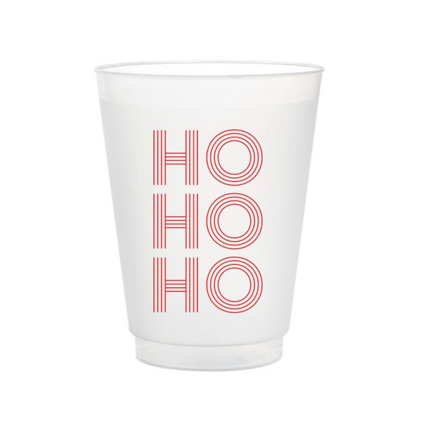 HO HO HO Frost Flex Cups, Christmas Cups, Holiday Frost Flex, Shatterproof Xmas Cups, Christmas decor, Christmas Table, Holiday Party, 10