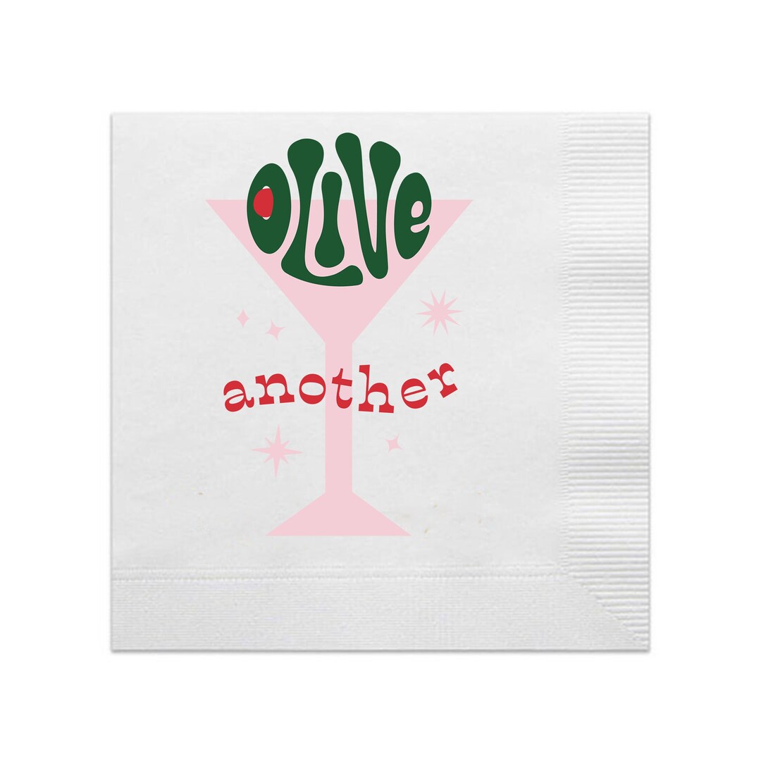 Olive Another Cocktail Napkins, Martini Napkins, Cute Napkins, Holiday