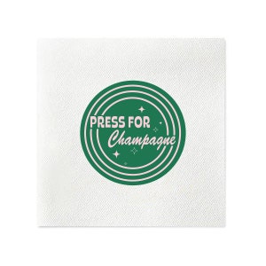 Press for Champagne Napkins, Full Color Cocktail Napkins, Pink and Green, Bar Cart Napkins, Press for Champagne cocktail napkins, Set of 20
