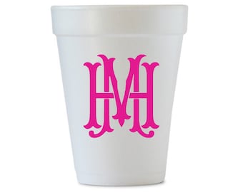 Monogram Styrofoam Party Cups, Personalized Party Supplies, Personalized Styrofoam Cups, Wedding Cups, Monogram Cups, Custom Monogram Cups