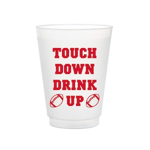 Touch Down Drink Up Frost Flex Cups, Gameday Shatterproof Cups, Football Frost Flex, SEC Football Cups, Reusable, Tailgate, 10/Set, Red