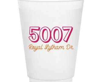 Custom Address Frost Flex Cups, Personalized Housewarming Gift, Shatterproof Party Cups, Home Address Decor