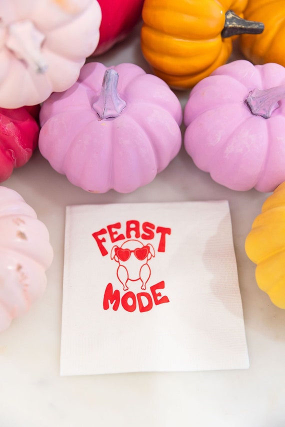 Feast Mode Thanksgiving Cocktail Napkins, Thanksgiving Napkins, Thanksgiving Table, Friendsgiving Party, Thanksgiving decor, Set of 20