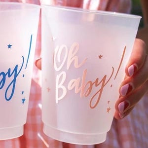 Oh Baby, Frost Flex Baby Shower Cups, It&#39;s A Girl Shatterproof, Baby Shower Supplies, Gender Reveal, Baby Sprinkle Party, Set of 10, Lt Pink