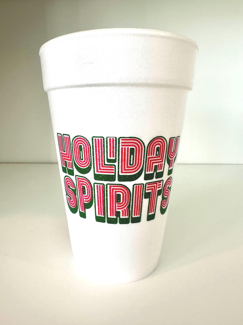 holiday spirits styrofoam Christmas cups