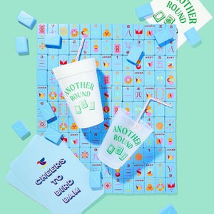 another round mahjong cups and napkins