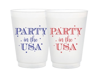 Party in the USA Frost Flex Cups, 4th of July Shatterproof Cups, USA Party, Memorial Day Cups, USA Cups, Independence Day, Set of 10