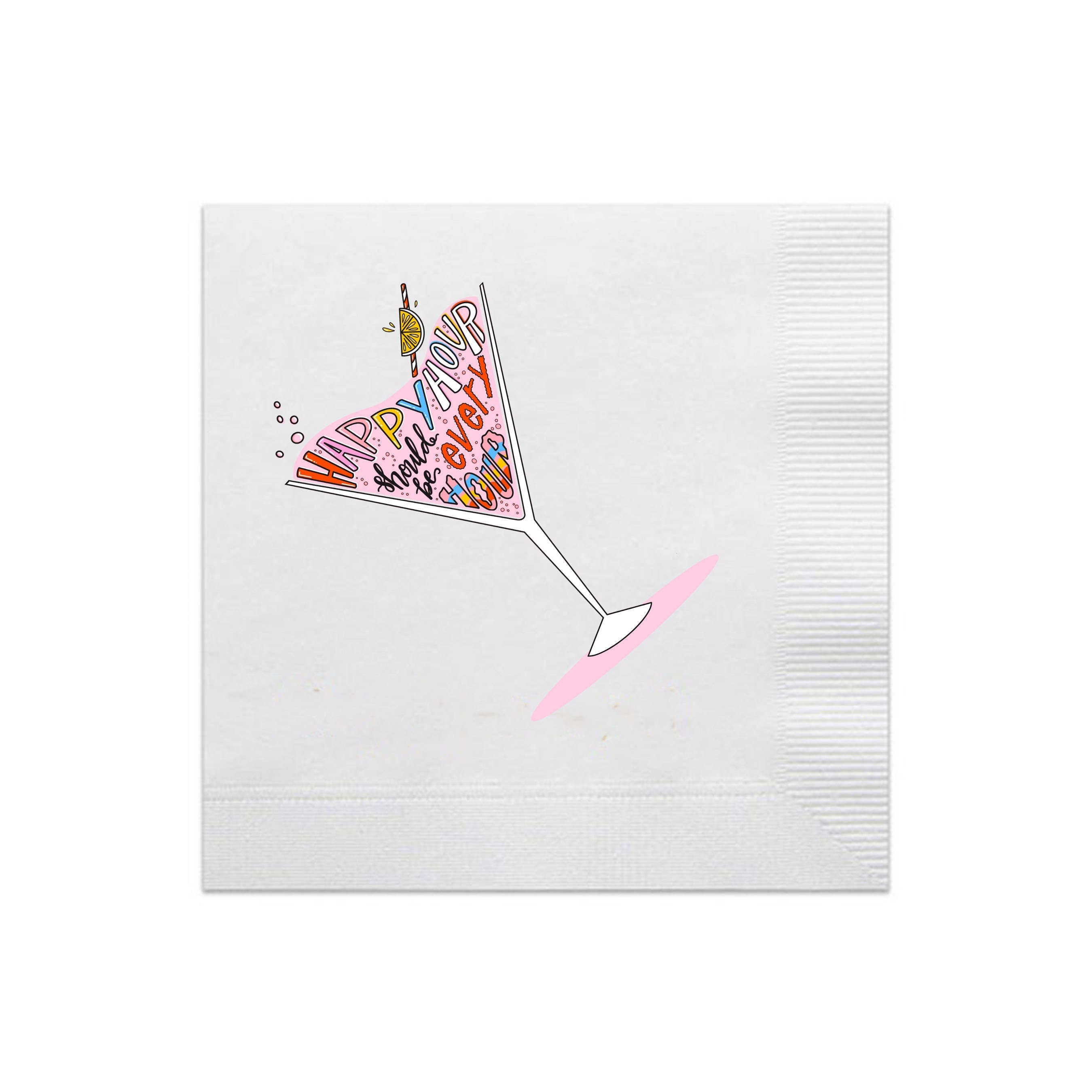 Martini Glass Happy Hour Paper Napkins Colorful Cocktail - Etsy