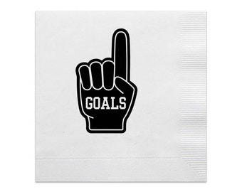 Goals Cocktail Napkins, Foam Finger, Game Day Napkins, Tailgate Napkins, Tailgate decor, Football Napkins, SEC Football, Black, 20/set