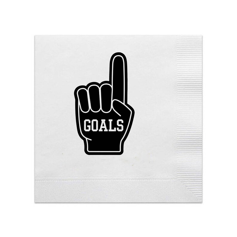 Goals Cocktail Napkins, Foam Finger, Game Day Napkins, Tailgate Napkins, Tailgate decor, Football Napkins, SEC Football, Black, 20/set image 1