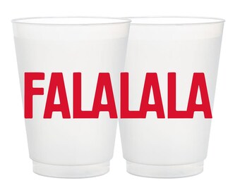 FALALALA Frost Flex Cups, Shatterproof Christmas Cups, Holiday Party, Red, Wrap, Set of 9