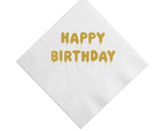 Happy Birthday Gold Balloons Cocktail Napkins, Birthday Napkins, Gold Foil, Birthday Party Napkins, Party Decor, Birthday party, Set of 20