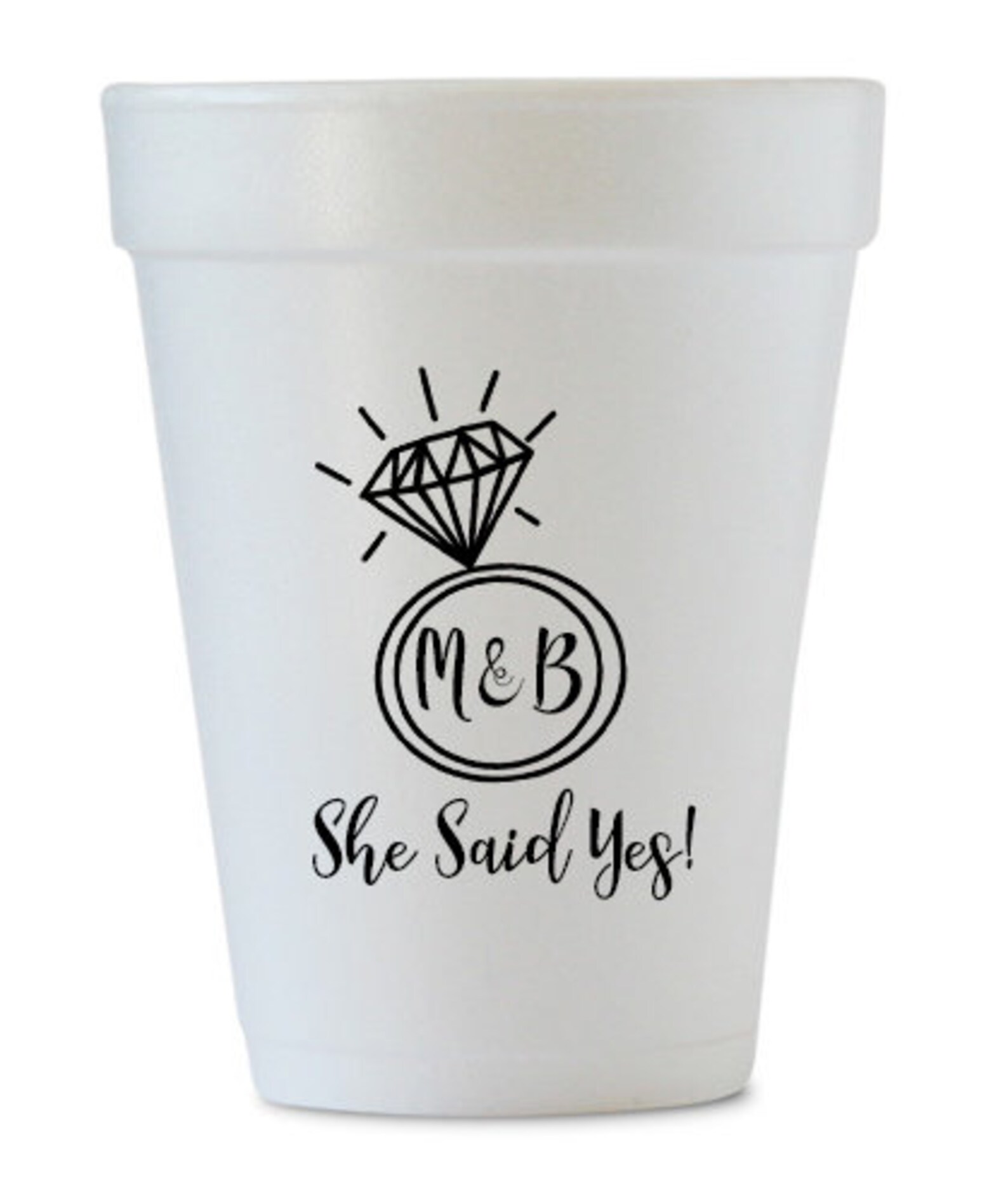 Engagement Styrofoam Party Cups Personalized Party Supplies Etsy