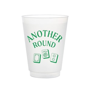 Another Round Frost Flex Cups, Mahjong shatterproof Cups, Mah-jong Cups, Mah Jong Cups, Dot Bam Crack Frosted Cups, Green, Set of 10