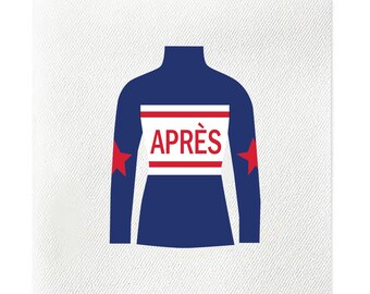 Après Ski Sweater Napkins, Ski Trip Napkin, Gift, full color, Set of 20