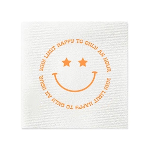 Why Limit Happy To Only An Hour Napkins, Happy Hour Napkins, Smiley Face Napkins, Bar Cart Napkins, Smiley Napkins, Neon Orange, Set of 20