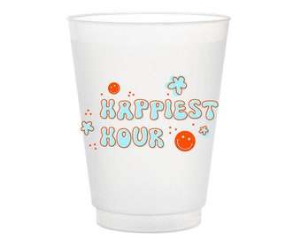 Happiest Hour, Frost Flex Party Cups, Shatterproof Party Cups, Party Supplies, Full Color Frost Flex, Happy Hour, Full Color Shatterproof