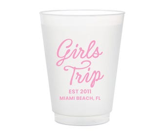 Girls Trip Cups, Beach Cups, personalized girls trip cups, bachelorette cups, beach gift, frost flex cups, girls trip, custom
