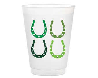 Lucky Horseshoe St. Patrick's Day Frost Flex Cups, St. Paddy's Day Cups, Shatterproof Party Cups, Party Supplies, Shamrock Cups, Set of 10