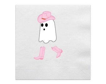 Ghost Cowgirl, Halloween Cocktail Napkins, Paper Halloween Napkins, 3-ply Halloween Napkins, Halloween Decor, Pink Halloween, Set of 20