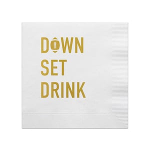 Down Set Drink Cocktail Napkins, Game Day Napkins, Tailgate Napkins, Tailgate decor, Football Napkins, SEC Football, Gold Foil, Set of 20