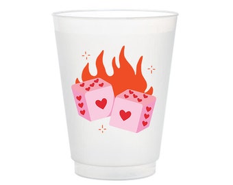 Heart Dice Frost Flex, Full Color Frost Flex, Valentine's Day Cups, Vegas Trip Cups, Bachelorette Shatterproof Cups, Valentine's Decor, 10