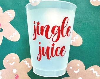 Jingle Juice Frost Flex Christmas Cups, Shatterproof Holiday Party Cups, Christmas table decor, Christmas party, Holiday Party, Set of 10