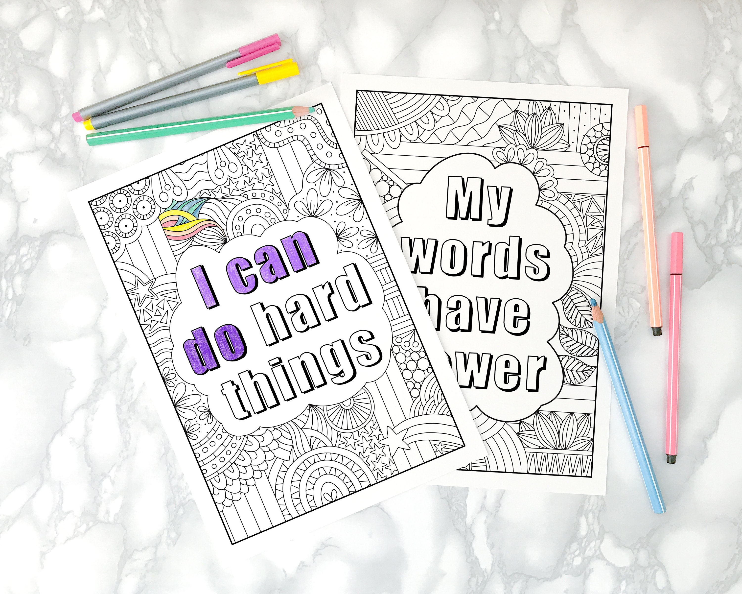 Zentangle Affirmation Coloring Pages - Bundled Coloring Pages ...