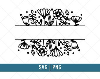Flower borders svg png| Floral split monogram | Flowers Cut File | Botanical svg | Wedding Monogram svg png |