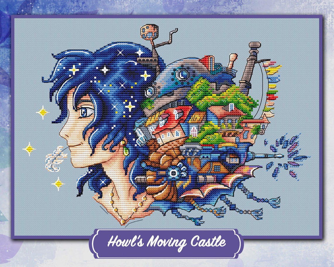 Howl's Moving Castle cross stitch pattern pdf Anime cross | Etsy