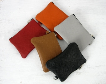 LEATHER CHANGE PURSE - Leather Coin Purse - Coin Purse - Small Leather Pouch - Key Chain Pouch - Keychain Credit Card Wallet