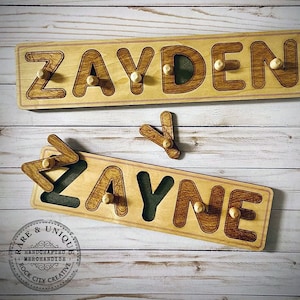 Personalized Name Puzzle With Pegs | New Christmas Easter Gifts for Kids Wooden Toys Baby Shower Custom Toddler Toys First Birthday 1st Gift